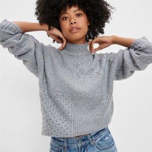Women's American Eagle Outfitters Sz S Mixed Stitch Mock Neck Sweater Gray